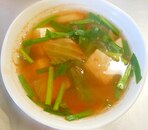 豆腐とニラのキムチスープ